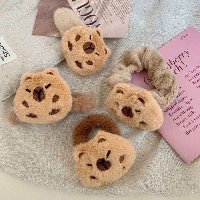 Mood Stable Capabala Plush Hair Ring Hair Accessories Cute Capybara Grip Shark Clip Large Intestine Ring Head Rope Headdress