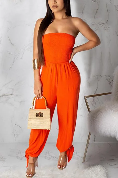 Fashion Sexy Strapless Loose  Jumpsuit