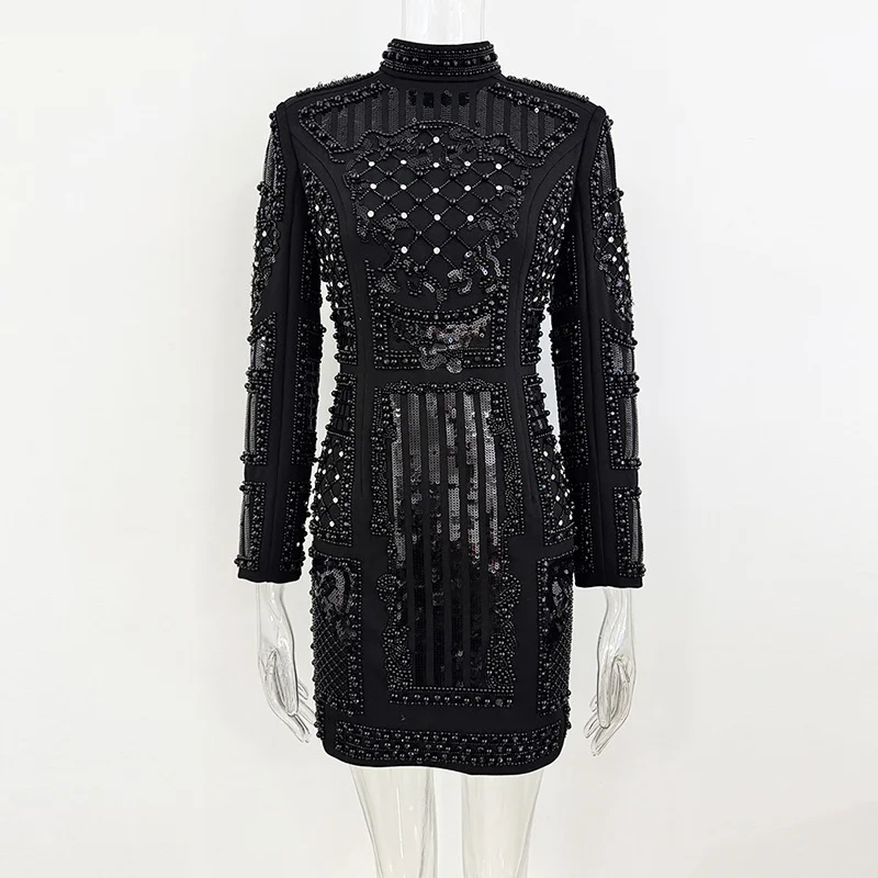 Nigikala Nigikala 2025 New Fashion Heavy Industry Diamond Nail Pearl Relide Relentight Dress Small Dress