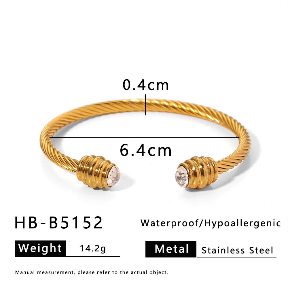 Stainless Steel Wire Rope Gold Bracelet Titanium Steel Open Trend Pearl Ladies Fashion High-End Bracelet