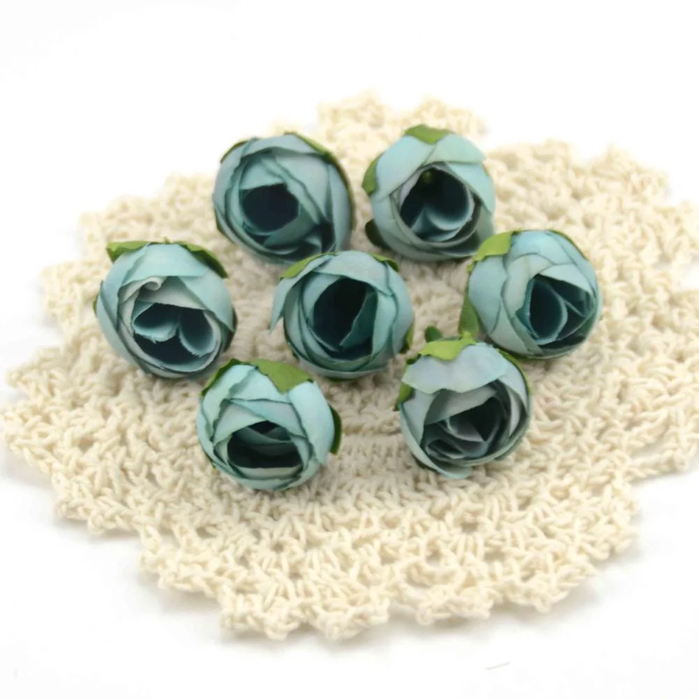 10pcs Cheap Mini Real Touch Silk Artificial Rose Flower Head Camellia Buds Wedding Home Decoration Wreaths Craft Fake Flowers