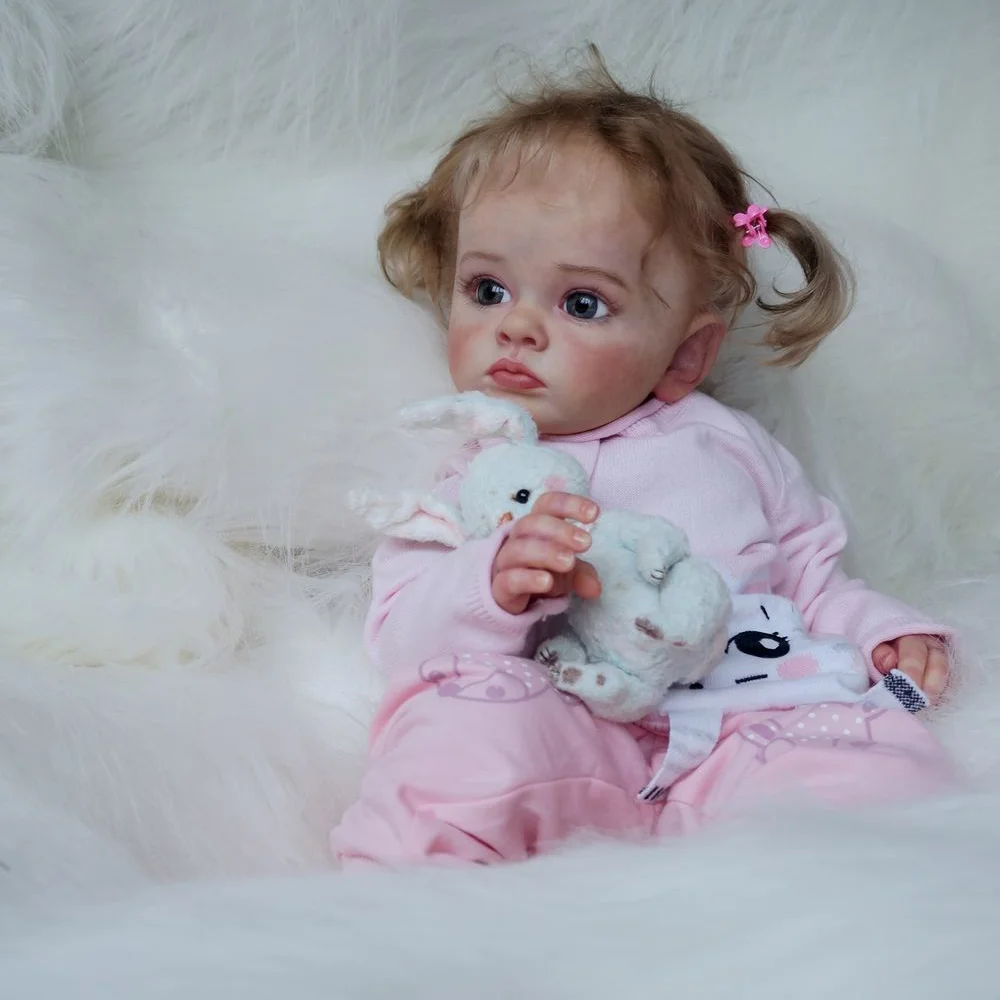 20" Realistic Soft Body True Touch Cloth Body Reborn Cute Toddler Baby Girl Bandy With Blue Eyes