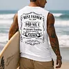 Men's Vintage Best Father's Day Surfing Graphic Print Round Neck Sleeveless Tank Top by Inlyline