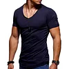 Men's Cuff Zipper Pocket Color Cotton Breathable T-Shirt by Inlyline