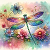 Diamond Painting-DIY Full Round Drill Flowers Dragonfly