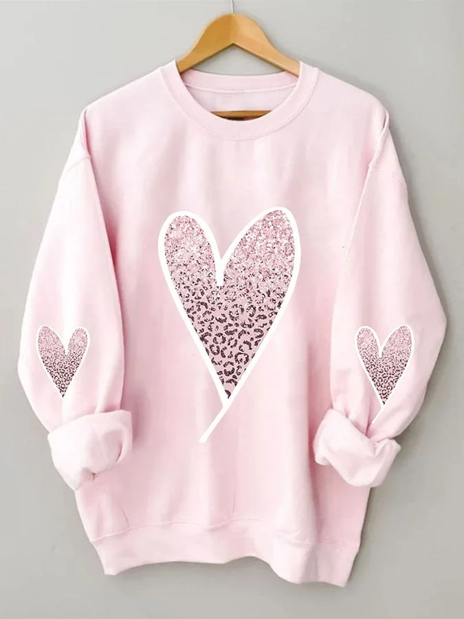 Women's Valentine's Day Heart Print Sweatshirt