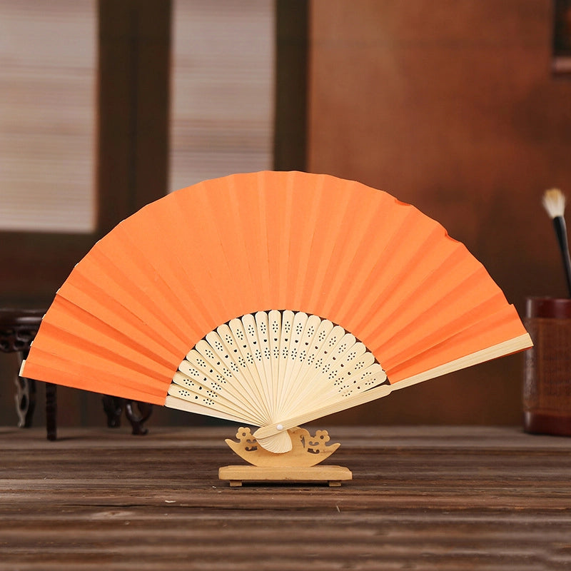 7-inch White Paper Fan Blank Folding Colorful Children’s Drawing Fan Diy Handmade Coloring Plain Surface Office Bamboo Crafts