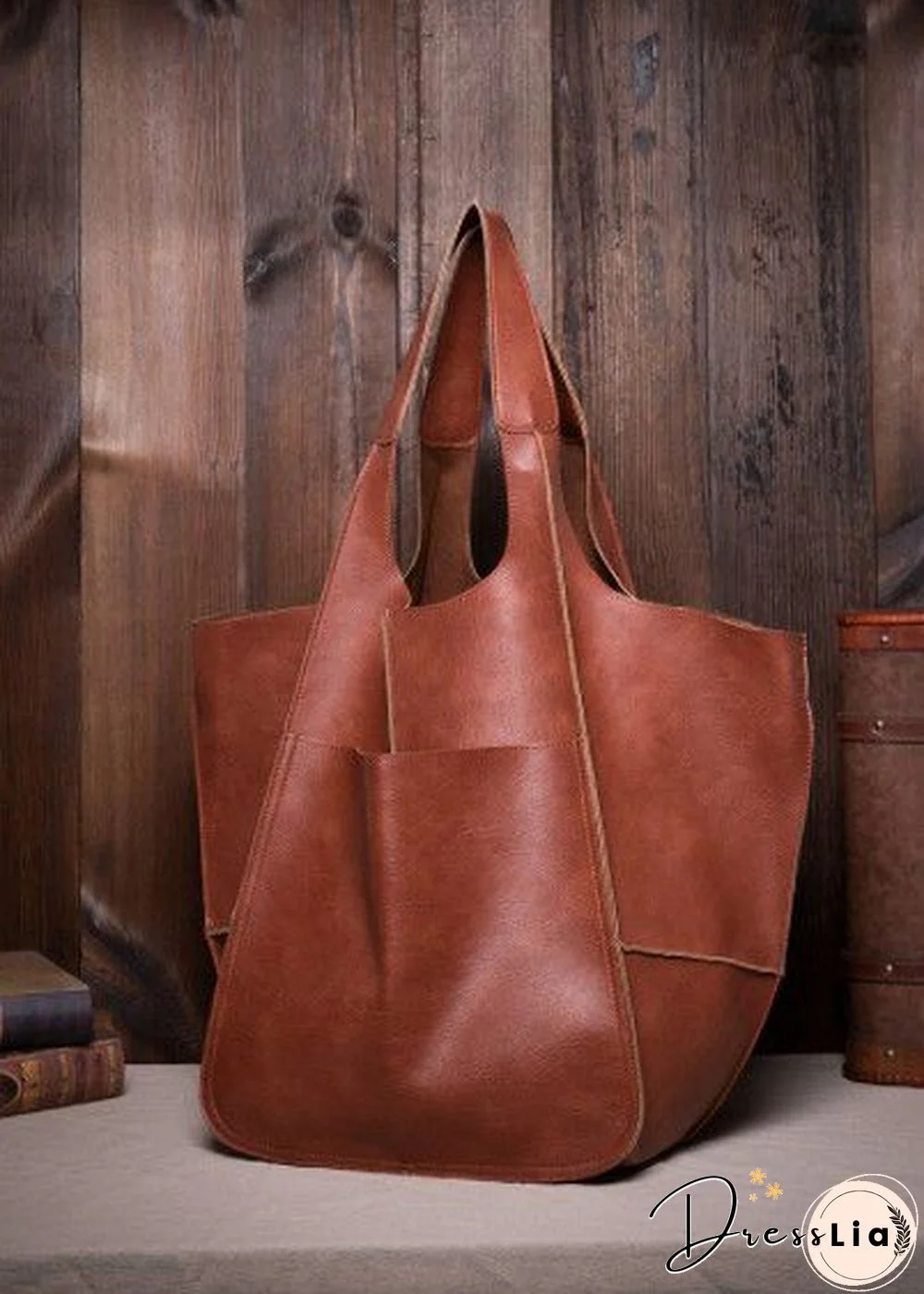 Brown Leather Womens Tote Bags School Handbags
