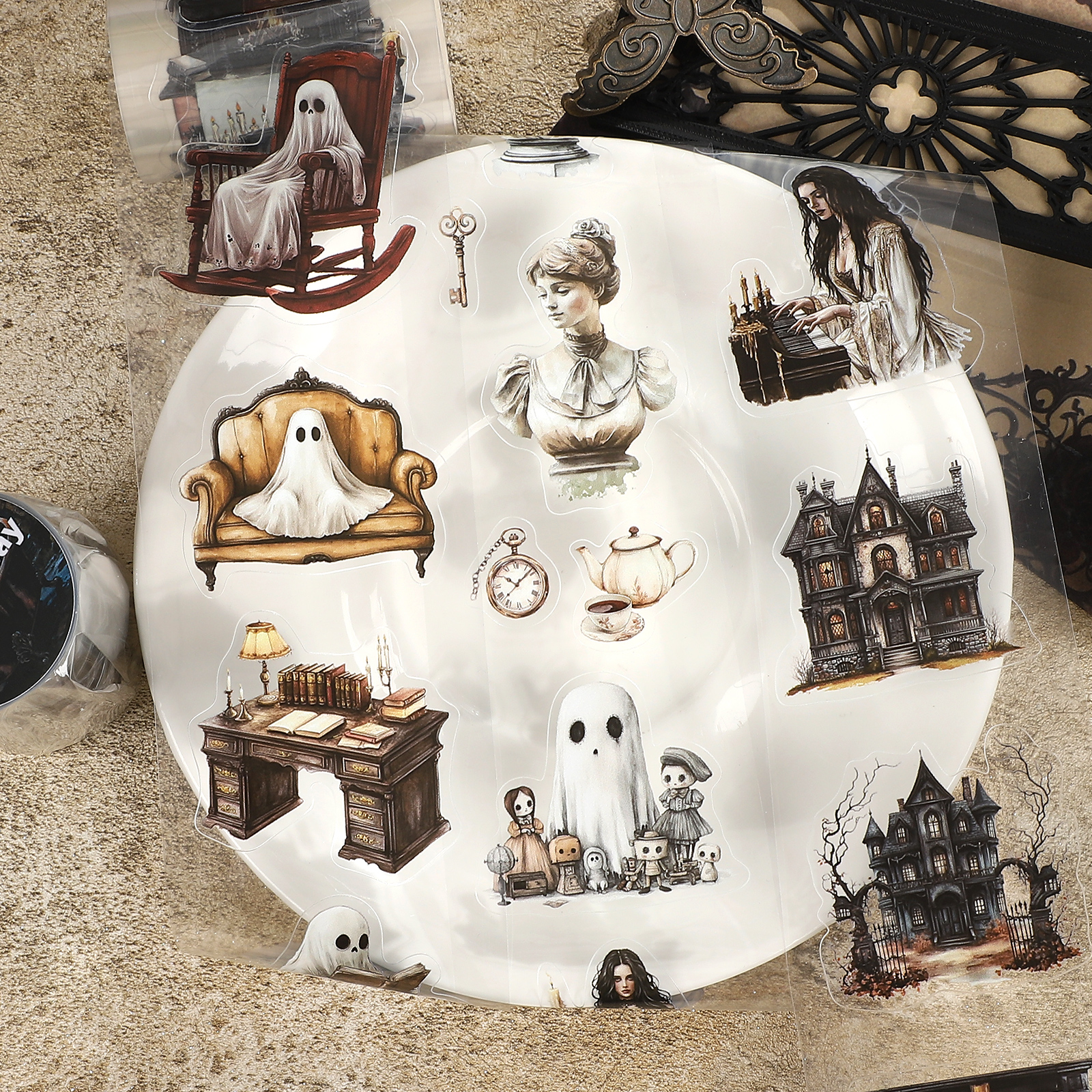 PET 테이프 - 60mm*200cm 빈티지 유령의 집 캐릭터