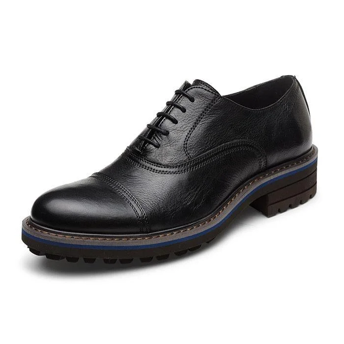Bronze-color Derby Shoes Round-toe Lace-up Leather Shoes | EGEMISS