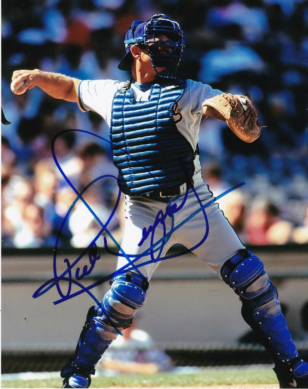 RICK DEMPSEY MILWAUKEE BREWERS ACTION SIGNED 8x10