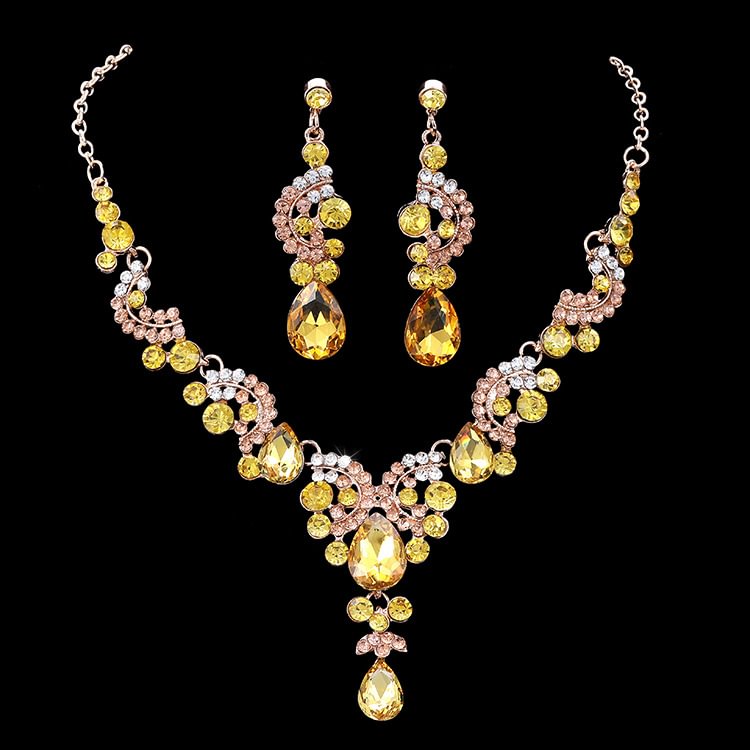 Color necklace and earrings two-piece set