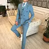Sky-Blue Double Breasted Suit 2-Piece