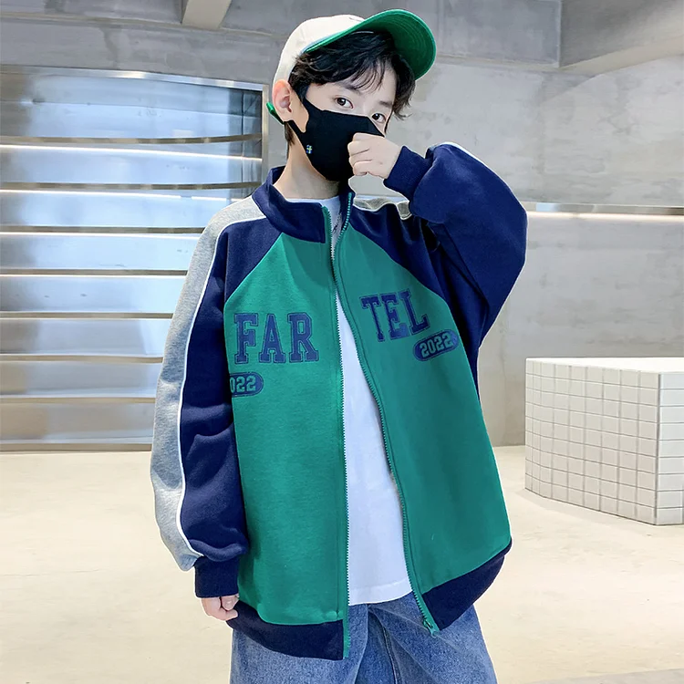 アルファベット ジッパー 長袖 カジュアル 男の子 キッズ パーカー アウター