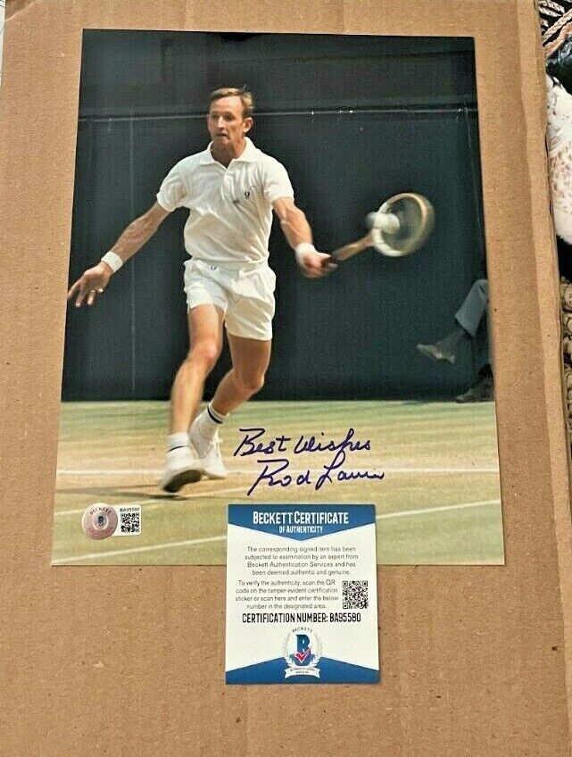 ROD LAVER SIGNED TENNIS 8X10 Photo Poster painting BECKETT CERTIFIED BAS WIMBLEDON #3