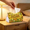 (24cm)Diamond Art Tissue Box DIY PU Napkin Cover for Home(Sunflowers and mom)