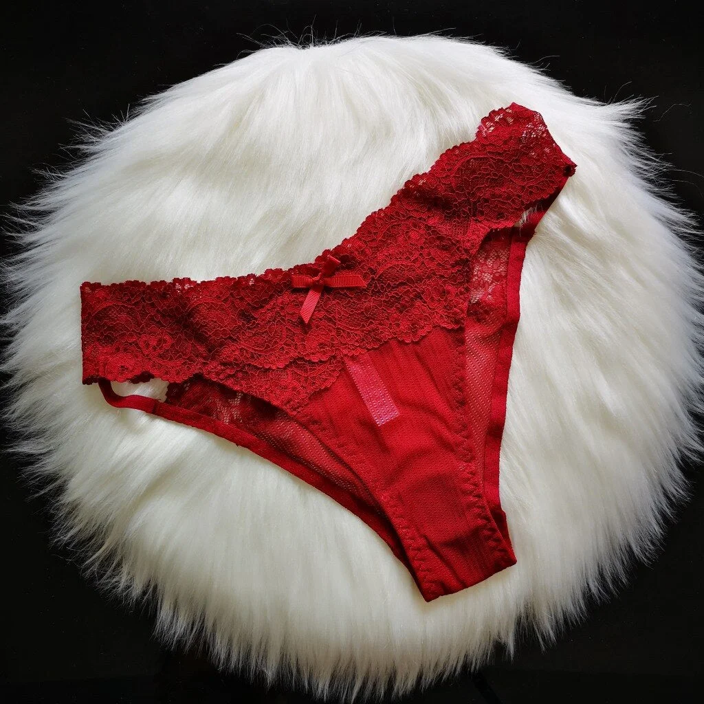 Sexy Women's Underwear Lace Hollow Out Panties Cross Bandage Seamless Underpant Low Waist Lingerie Seduction Sex Thong