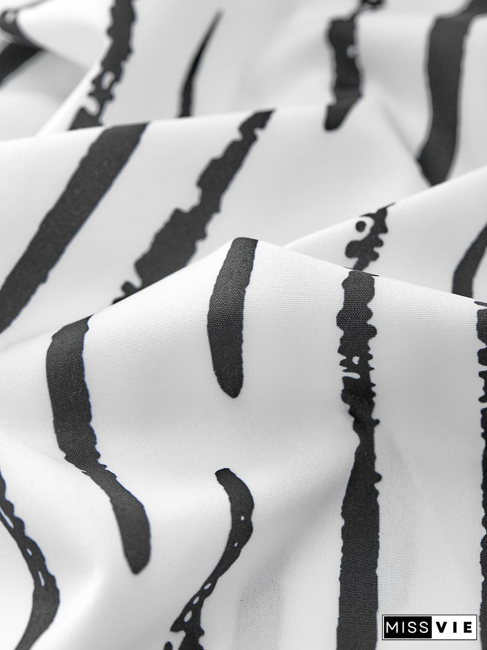 V Neck Striped Long Sleeve Casual Blouse