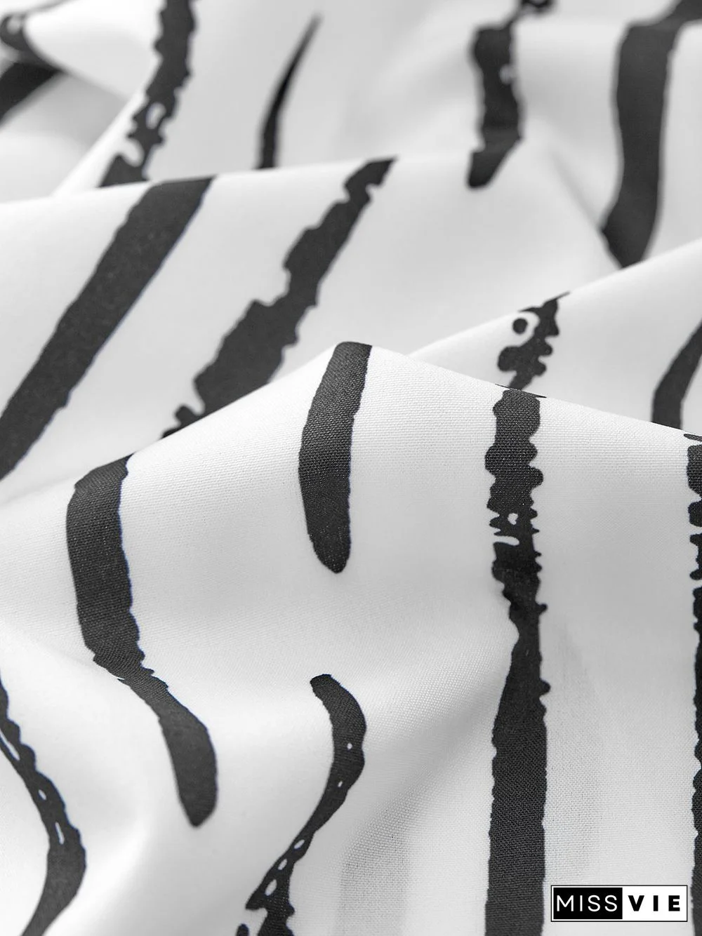 V Neck Striped Long Sleeve Casual Blouse