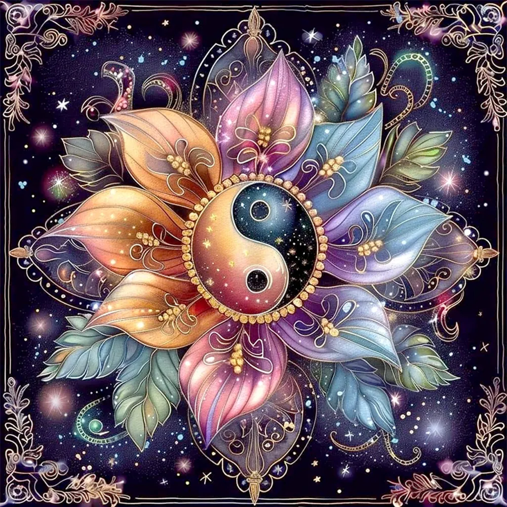 11CT Full Counted Cross Stitch - Tai Chi Flower(Canvas|50*50CM)