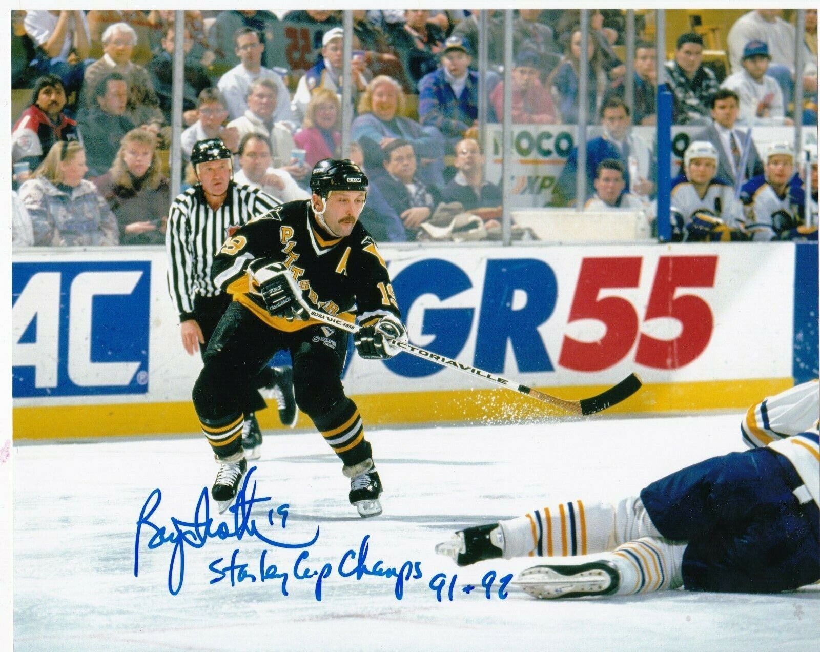 BRYAN TROTTIER PITTSBURGH PENGUINS STANLEY CUP CHAMPS 91-92 SIGNED 8x10