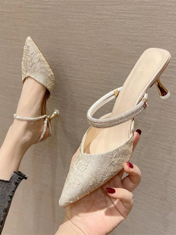 Fashion bag pointed stiletto two-wear high-heeled half slippers