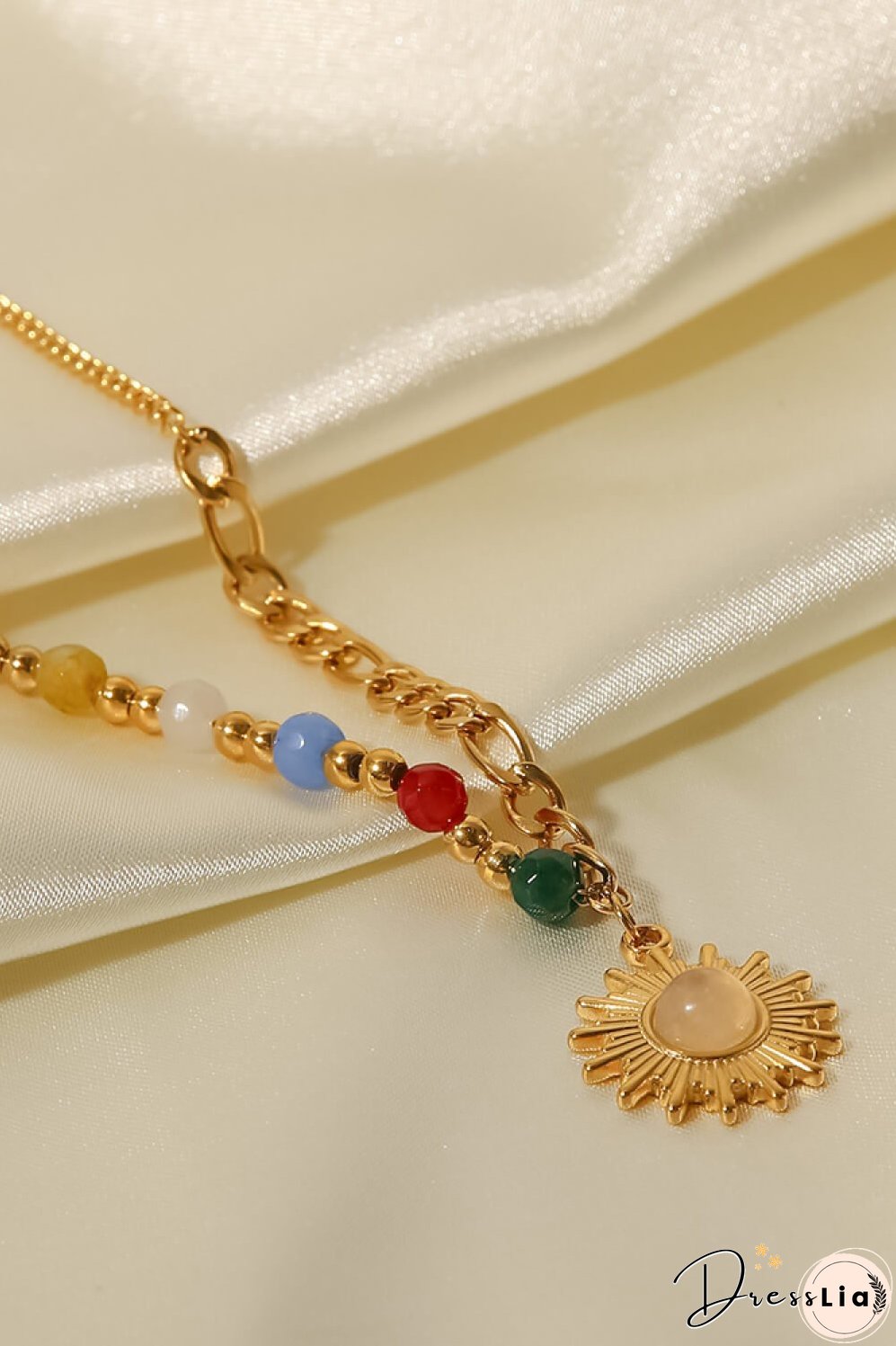 Opal Sun Shape Pendant Necklace