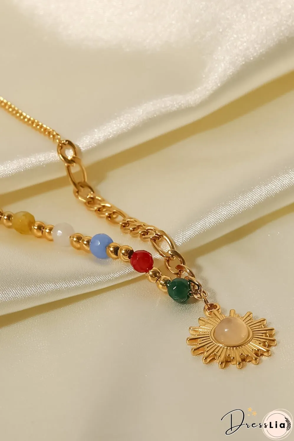 Opal Sun Shape Pendant Necklace