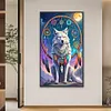 (Grande Taille) Attrape-r&ecirc;ves loup-pleine peinture diamant rond-40*70cm