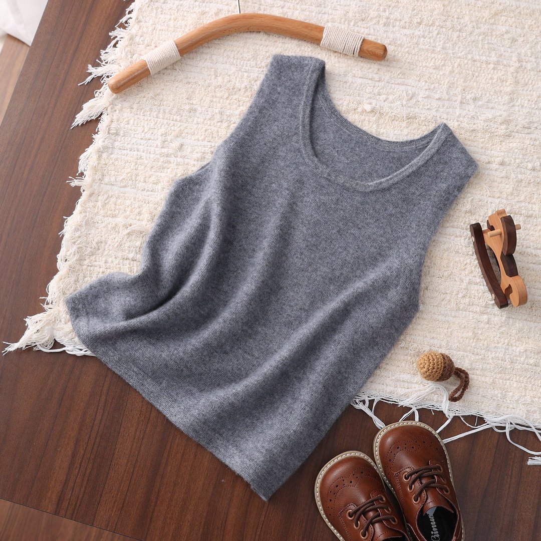 Kid's Sleeveless Round Neck Cashmere Vest REAL SILK LIFE