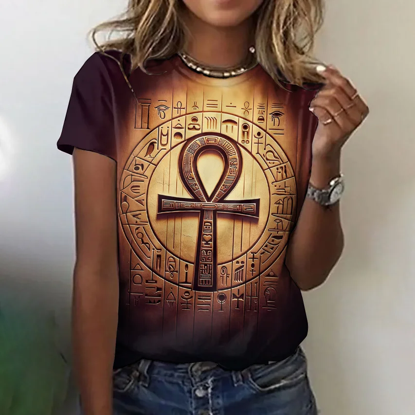 Women's Egyptian Ankh Graphic Crew Neck T-shirt