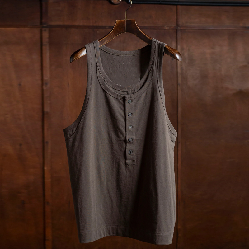 Men's Multi-Layer Knit Henley Collar Coffee Vest