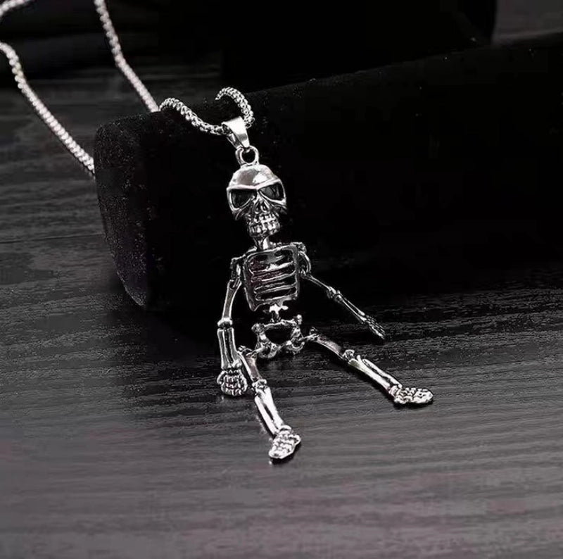 Hip-Hop Cool Style Skeleton Skull Stainless Steel Alloy Plating Halloween Men’S Pendant Necklace Long Necklace