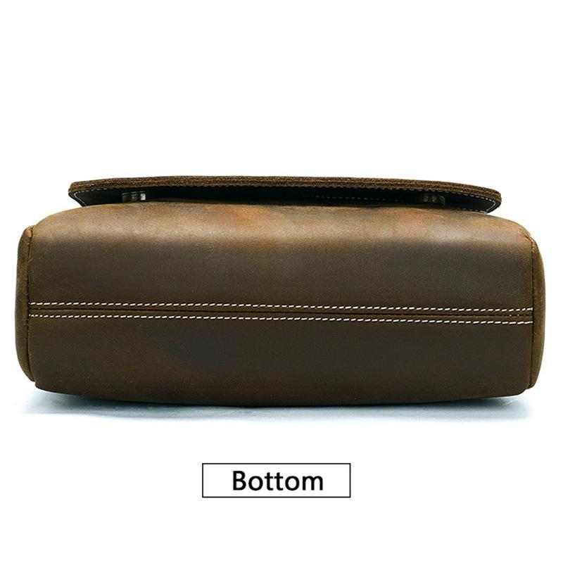 Men's Horse Leather Shoulder Bag Simple Style Outdoor Large Capacity Crossbody Bag