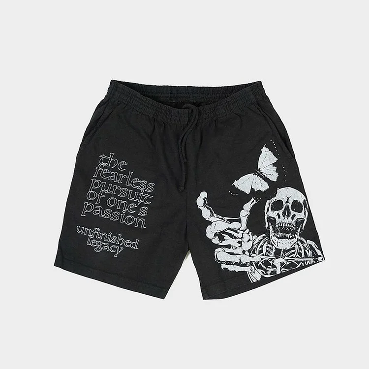 Sopula Skull Butterfly Eros Pocket Sweat Shorts