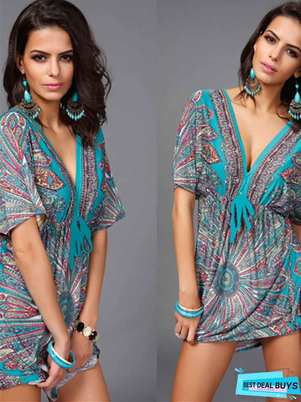 Spring and Summer V-Neck Milk Silk Large Beach Skirt