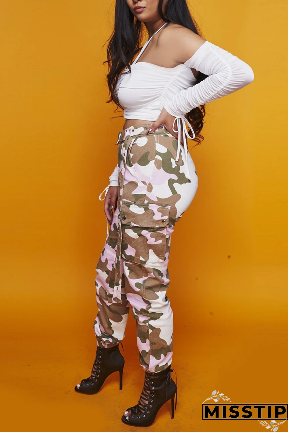 Yellow Zipper Fly Button Fly Mid Metal Zippered pencil Pants Pants