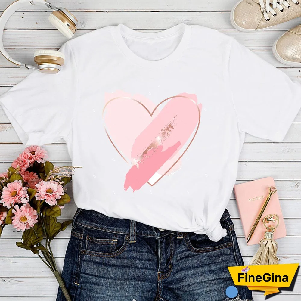 T-shirts Women Love Geometric Trend Style 90s Spring Summer Tshirt Top Lady Print Clothes Graphic Female Tee T-Shirt