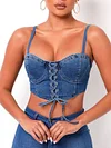 Denim Lace-Up Vest Top