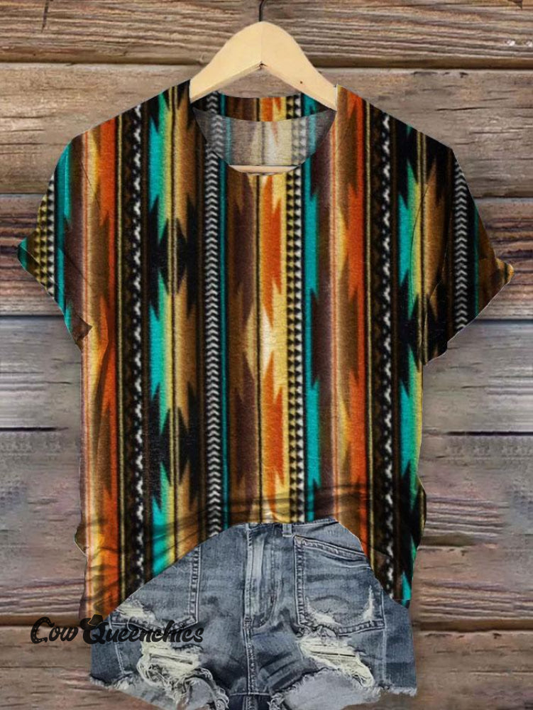 Vintage Western Print T-Shirt Multicolor / S