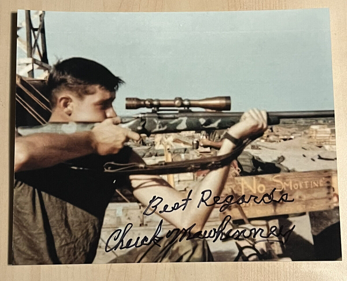 CHARLES CHUCK MAWHINNEY HAND SIGNED 8x10 Photo Poster painting AUTOGRAPHED MILITARY SNIPER COA