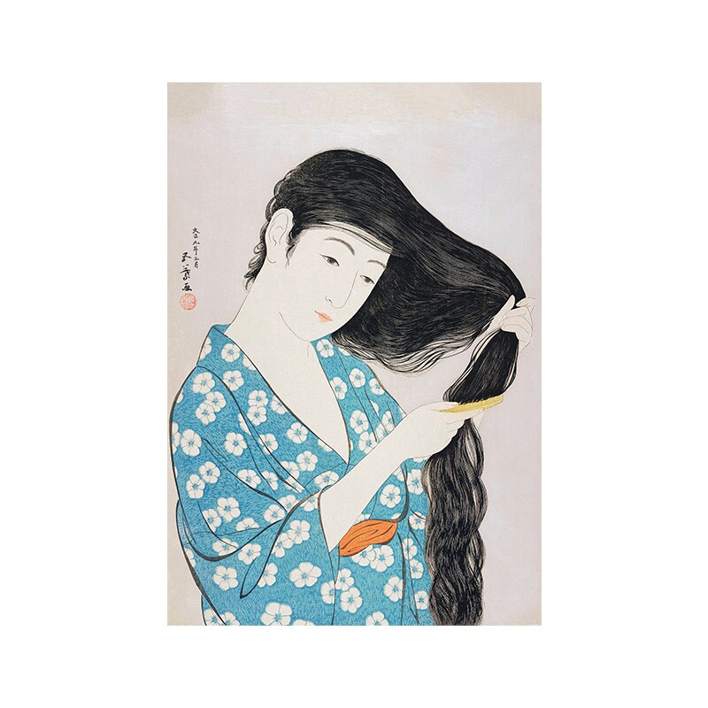 Cotton Tshirt Hashiguchi Ukiyo-e Retro Painting Print Canvas Poster Japanese Wall Art Woman After Bath Picture Living Room Home Decor Cuadros t -shirt Tee