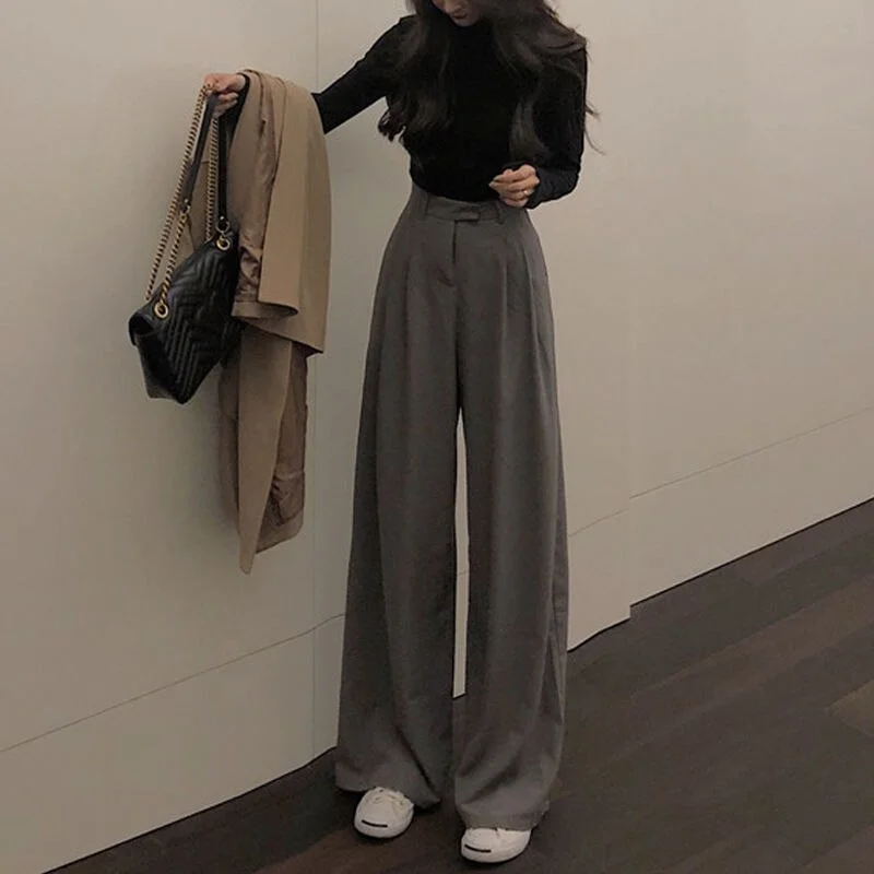 Black Friday Sales Basic Casual Baggy Pants Women Wide Leg Vintage Trousers Female Office Oversized Korean Fashion Loose Harajuku Elegant