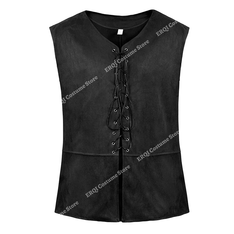 Billionm Vest Faux Leather Medieval Waistcoat for Men Cosplay Chevalier Costume Plus Size Renaissance Vest Brown Black Blue