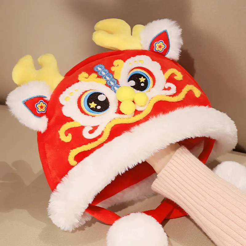 Cute Lion Dance Plush Hat