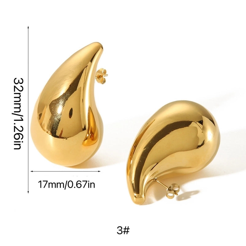 1 Pair Minimalist Classic Style Water Droplets Plating 316L Stainless Steel  18K Gold Plated Ear Studs