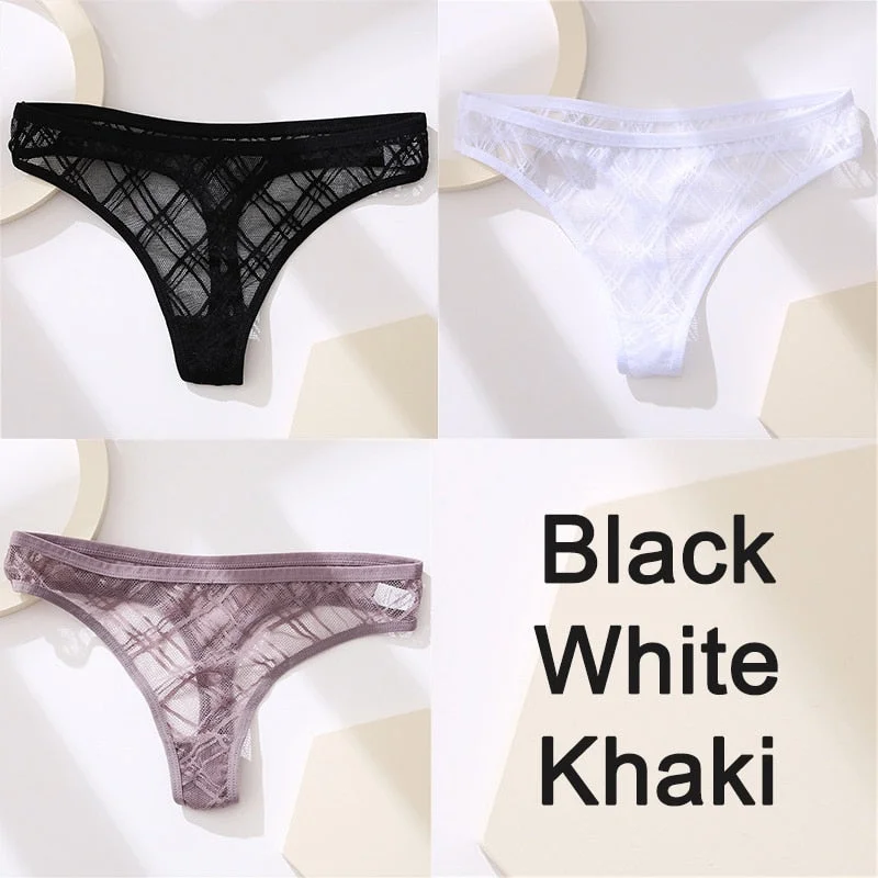 Sexy Lingerie Lace Panties Women Underwear G-String Perspective Thong Pantys Mesh Low Waist Female Briefs Intimate Underpants