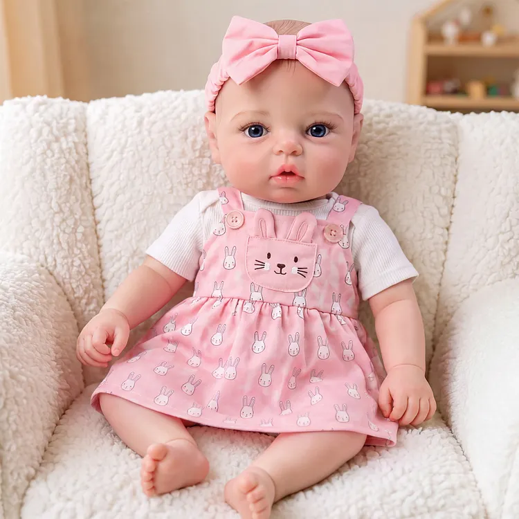 [Pre-Order] Babeside Olin 20" Vinyl Reborn Baby Girl Doll &ndash; Pink Bunny Dress & Bow Headband