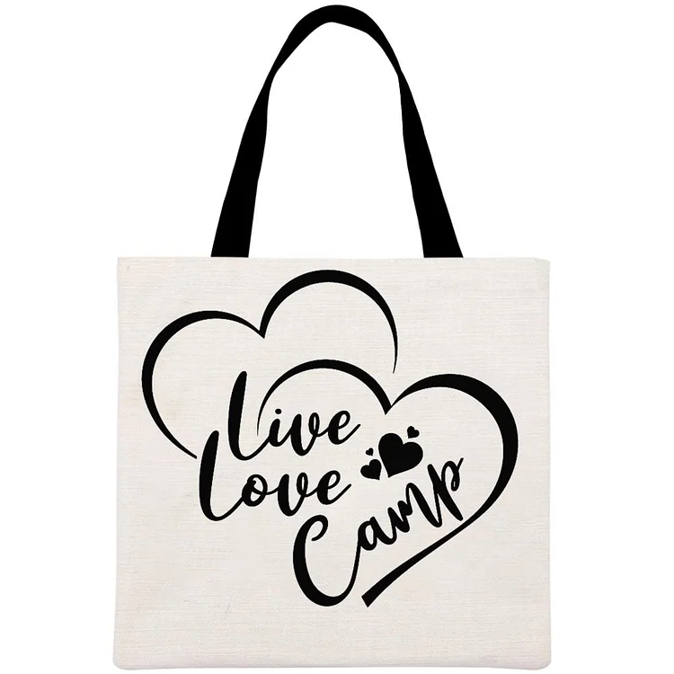 Live Love Camp Printed Linen Bag-Annaletters