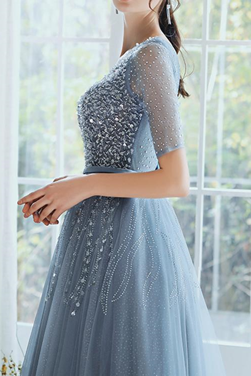 Hedda Rib Dress Dusty Blue
